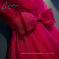 A-Line Backless Sexy Tulle Tiered Bow Pleat Red Prom Dress